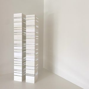 lange stilte 1 t/m 5 | mdf, glas | h 50-53 cm | 2023 | € 550 per stuk