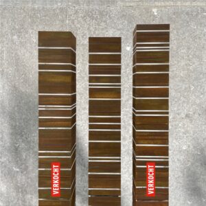 lange stilte 6 t/m 8 | mdf, roest, glas | h 50-53 cm | 2023 | € 550 per stuk