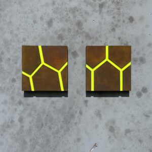 zonneweelde 1 & 2 | jutmateriaal, roest | h 12,5 cm | 2024