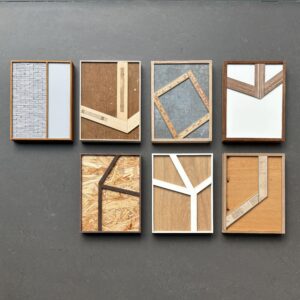 verbinding 1-7 | resthout, zink, keramiek | h 24,5 cm | 2024 | € 275 en grijze € 325 p.st.