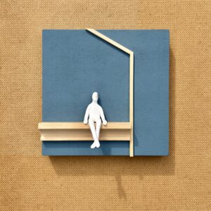 uit de wind 2 | afvalhout, keramiek | h 16 cm | 2025